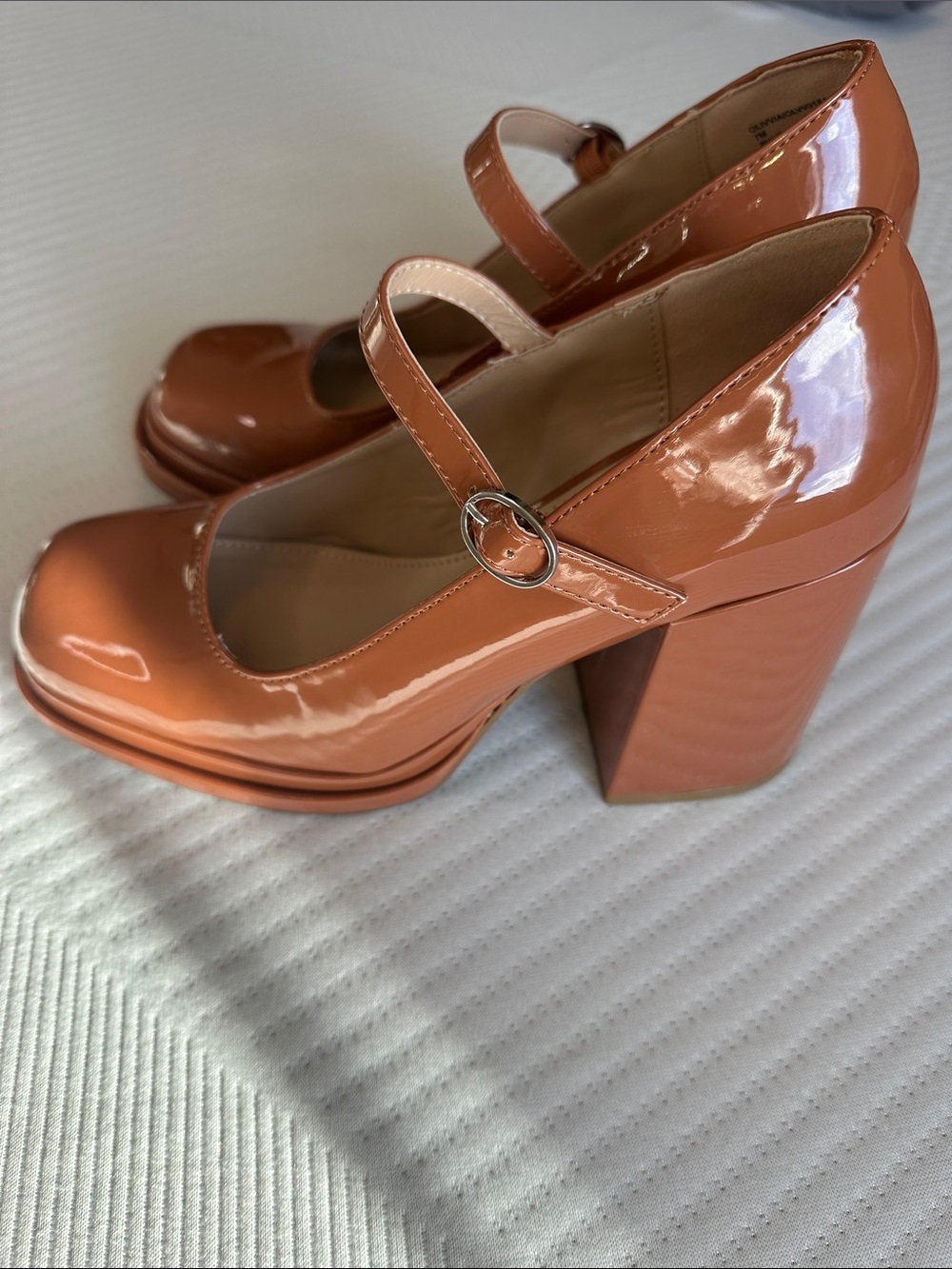Steve Madden Olivvia Patent Mary Jane Heels in Cognac